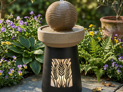 Outdoor Water Fountain, Warm LED Light - Brown