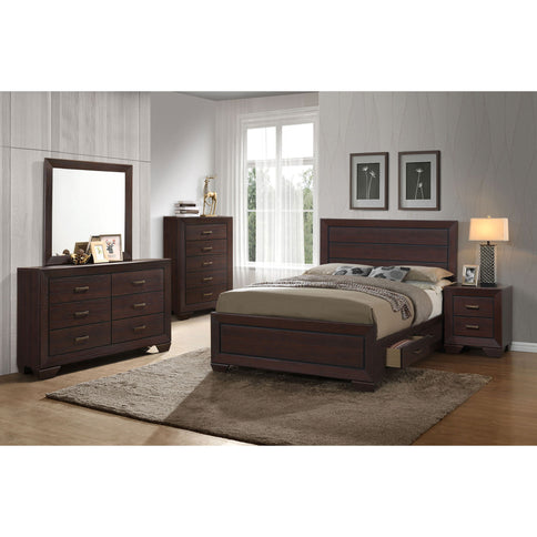 Kauffman - Queen Storage Panel Bed With Side Drawers - Dark Brown