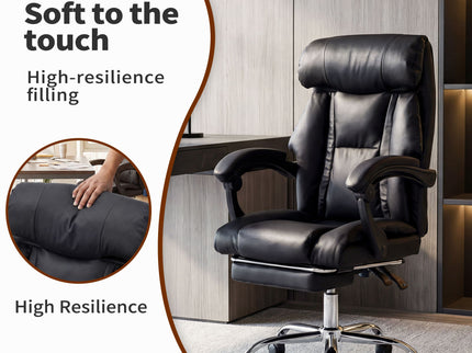 Executive Office Chair With Foot Rest, Adjustable Height - Black