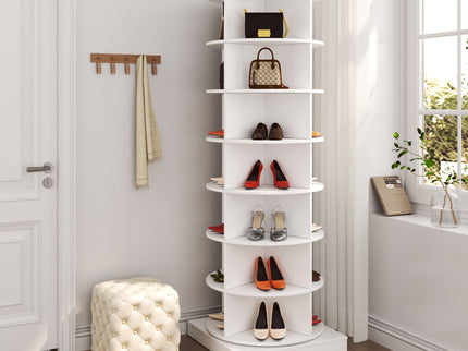New 360 Rotating Shoe Cabinet 7 Layers Holds Up To 28 Paris Of Shoes