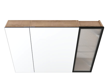Wall Mounted Bathroom Mirror Cabinet With Soft Close Door, Adjustable Shelves - Imitative Oak