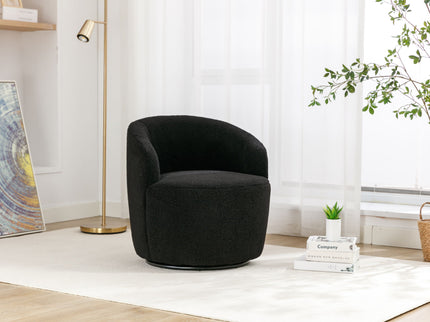 Teddy Fabric Swivel Accent Armchair Barrel Chair With Powder Coating Metal Ring