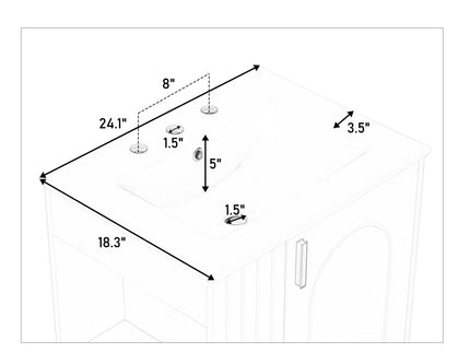 Classic Retro Bathroom Vanity With Sink, Door Shelf, Side Open Storage Frame