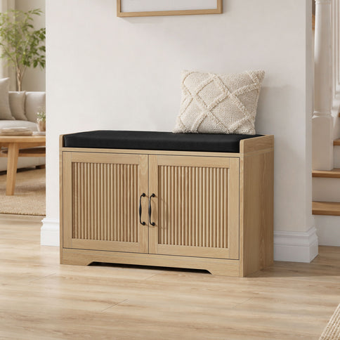 Entryway Shoe Bench With Double Doors