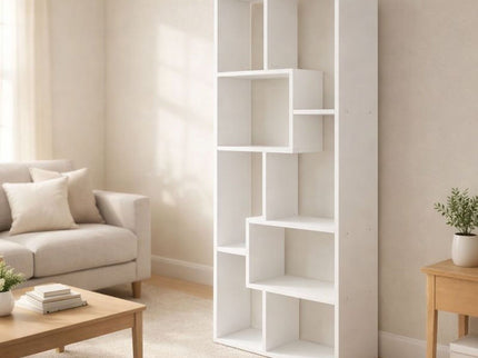 Asymmetrical Display Shelf & Bookcase, 5 Tier