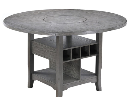 Counter Height Dining Table With Built In Lazy Susan And Storage Shelves