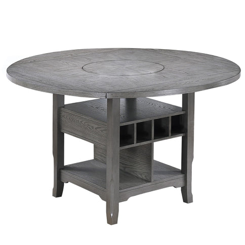 Counter Height Dining Table With Built In Lazy Susan And Storage Shelves