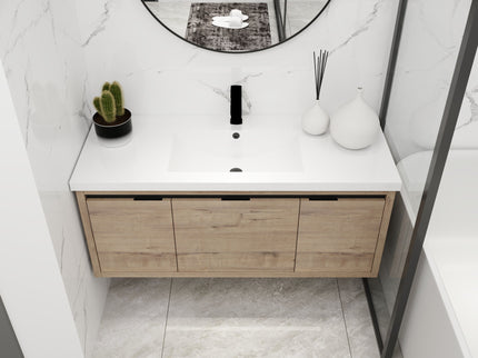 Floating Bathroom Vanity With Resin Sink And Soft Close Doors