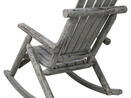 Durable Wooden Porch Rocker, Fir Log Rocking Chair
