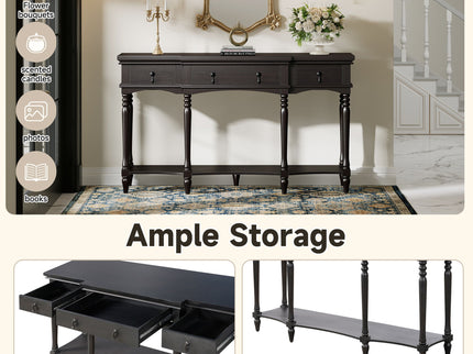 Retro Console Table With 3 Soft Close Drawers