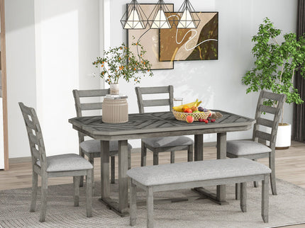 6 Piece Dining Table Set With Ergonomic Seating