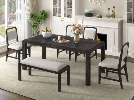 Extendable Dining Table Set With 4 Upholstered Chairs And 1 Bench