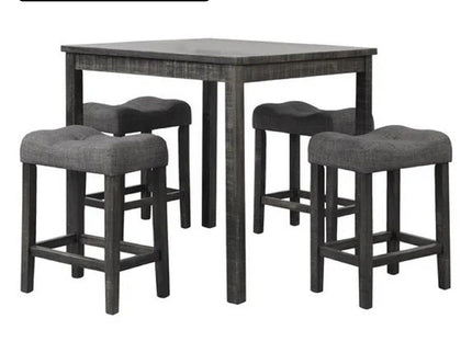 Transitional Counter Dining Set With 4 Tufted Stools