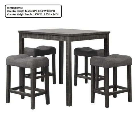 Transitional Counter Dining Set With 4 Tufted Stools