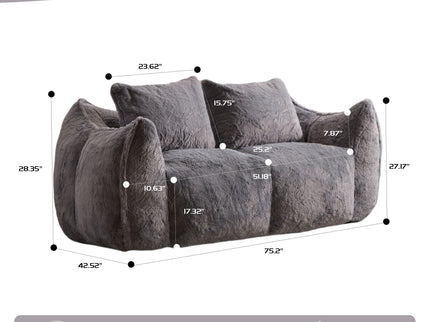 Giant Bean Bag Couch, Ultra Soft Fluffy Loveseat For Living Room