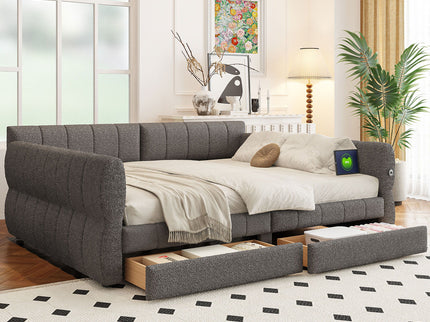 Upholstered Platform Bed With USB Charging