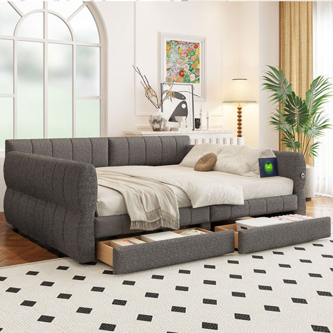 Upholstered Platform Bed With USB Charging