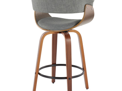 Vintage Mod - Mid Century Modern Fixed Height Counter Stool & Swivel With Round Footrest (Set of 2)