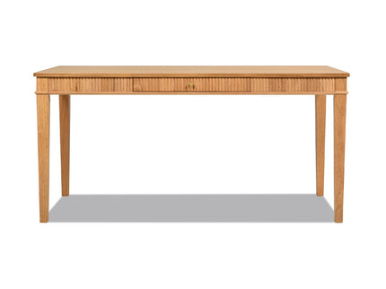 Dumont - Modern Farmhouse 1 Drawer Fluted Home Office Writing Desk - Natural Blonde