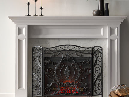 Mariella - Traditional Floral Iron Fireplace Screen With Ornate Design