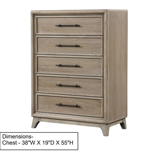 1 Piece Chest With Handles, Angled Legs, Ball Bearing Glides - Oak