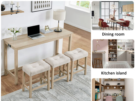 4 Piece Bar Table Set With Power Outlet