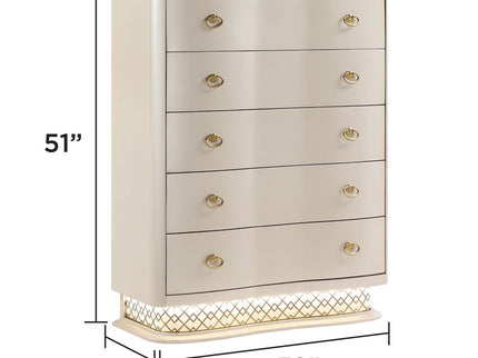 Flora - 5 Drawer Chest With Vertical Storage, LED Lighting - Champagne