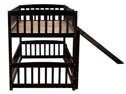 Low Bunk Bed With Slide, Fence And Ladder