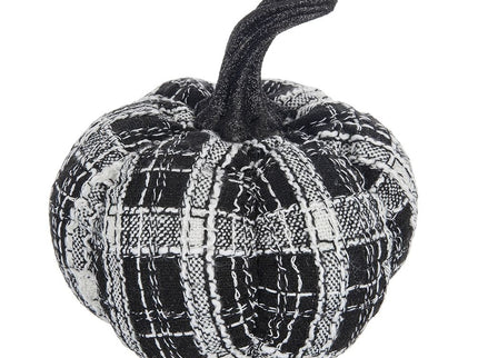 Light Plaid Pumpkin, For Holiday Halloween Decor - Black / White