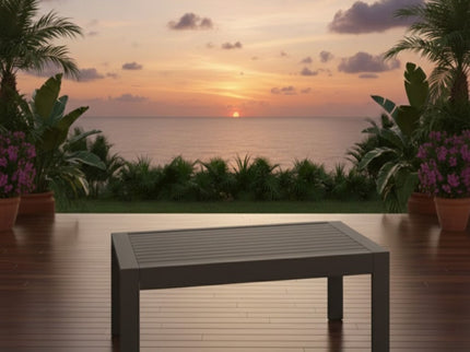 All-Weather Outdoor Coffee Table With Wood-Look Top