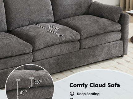 Cozy Upholstered 3 Seater Sofa With Double Cushion