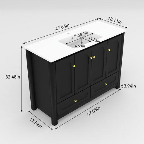 Bathroom Vanity With Sink Combo, 4 Soft Close Doors And 2 Drawers