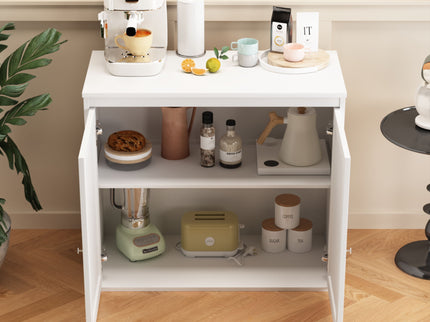 Kitchen Storage Cabinet With Double Doors, Adjustable Shelves, Sideboard Buffet For Dining Room - White