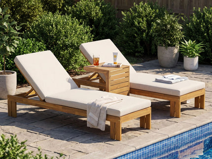 Outdoor Chaise Lounge Set & Side Table, 5 Position Adjustable Patio Recliner
