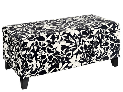Luxury Storage Ottoman With Floral Patterned Fabric, Soft-Close Hinges, Multi Functional