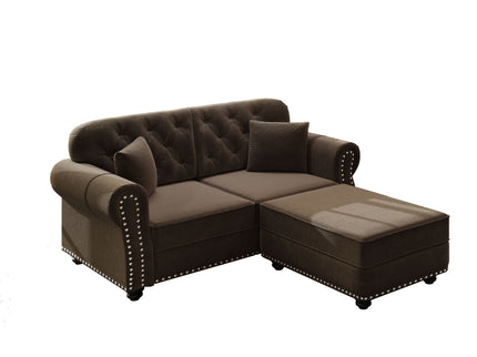 Upholstered Sofa Set With Nailhead Trim And Rolled Armrests, Includes Pillows