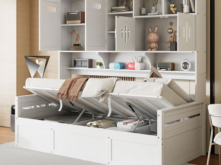 Daybed With All-In-One Cabinet And Shelf