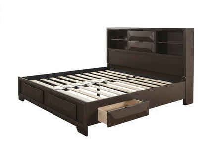Contemporary Style Bed With Bookcase Headboard And Footboard Storage