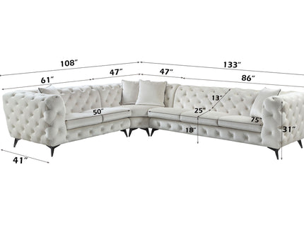 Atronia - Sectional Sofa With 4 Pillows - Beige