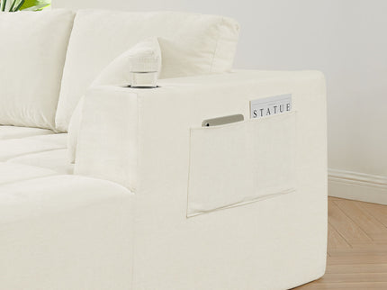 U - Shaped Sectional Sofa, Cup Holders & Side Pockets For Living Room
