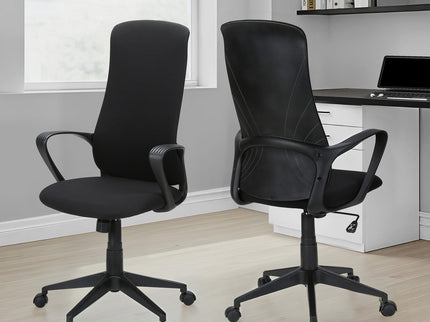 Office Chair With Adjustable Height, Armrests, Swivel - Black