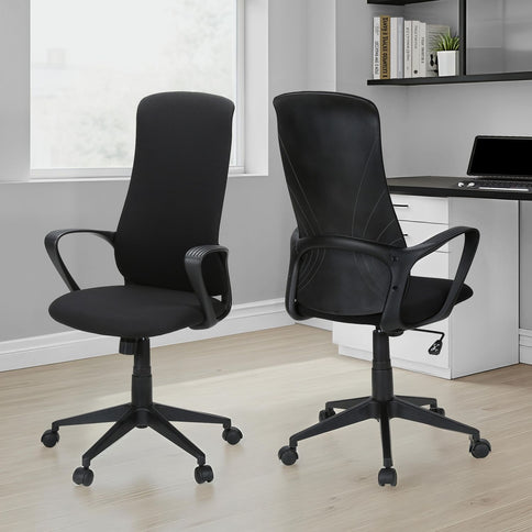 Office Chair With Adjustable Height, Armrests, Swivel - Black