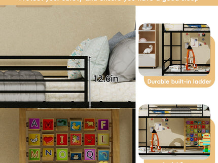 Bunk Bed With Safety Guardrails, No Box Spring Needed