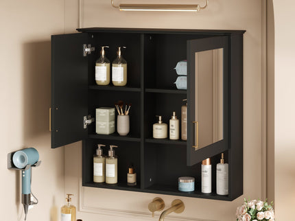 2 In 1 Wall-Mounted Mirror Cabinet With Adjustable Shelves, Soft-Close Doors, High-Definition Mirror & Storage