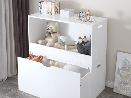 Open Toy Storage Box For Kids, Organizer Bin For Plush Toys, Books - White