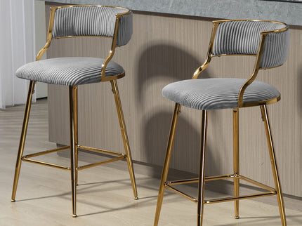 Counter Height Bar Stools With Powder Coating Base And Footrest (Set of 2) -