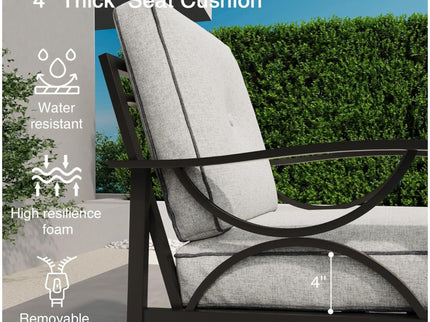 All-Weather Armchairs With Cushions, Modern Sculptural Design (Set of 2)