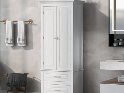 Tall Storage Cabinet With 2 Drawers For Bathroom