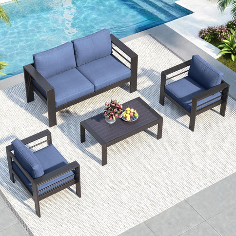 Outdoor Patio Set, All-Weather, Thick Cushions