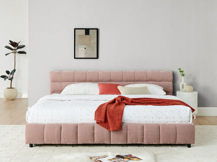 Modern Platform Bed Frame With Thick Fabric
